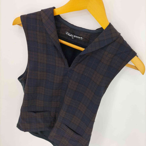 BLUESDRESS スキッパー ノースリーブ チェック切替 カットソー レディース JPN:S