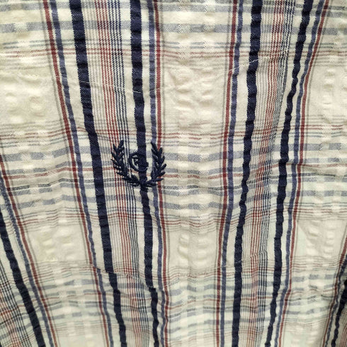 チャップスラルフローレン CHAPS RALPH LAUREN 90S エンブレム 刺繍 チェック シアサッカー L/S シャツ メンズ 2L