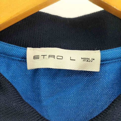 エトロ ETRO イタリア製 ワンポイント 刺繍 襟裏 ペイズリー柄 ポロシャツ メンズ import:L