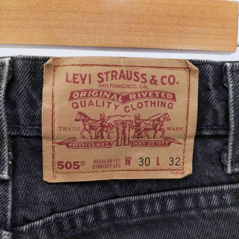 リーバイス Levis 505 ボタン裏525 先染め テーパード ブラック デニム パンツ メンズ W30/L32