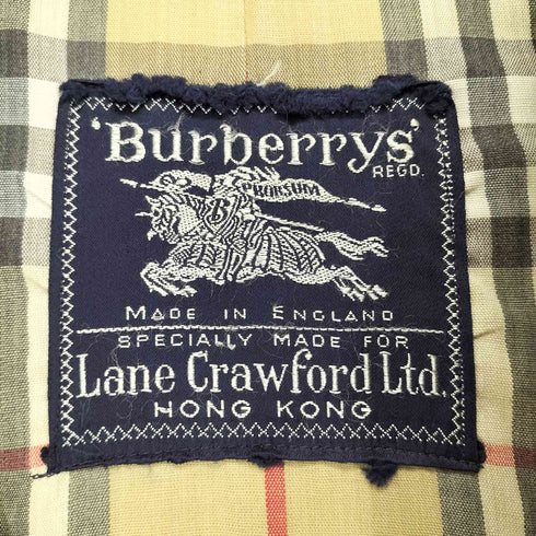 バーバリーズ BURBERRYS イングランド製 Lane Crawford Ltd HONG KONG 裏地ノバチェック ステンカラーコート メンズ
