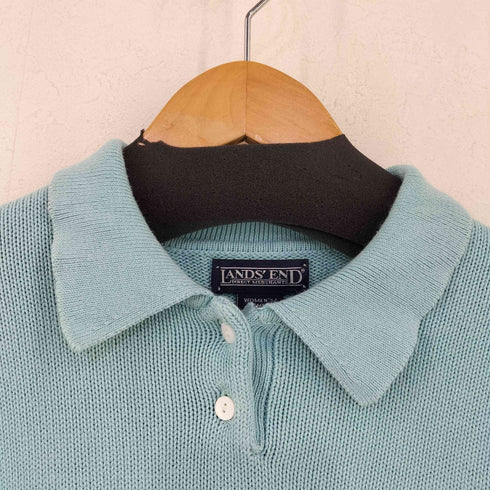 ランズエンド LANDS END USA製 コットン ニットポロ レディース import:S