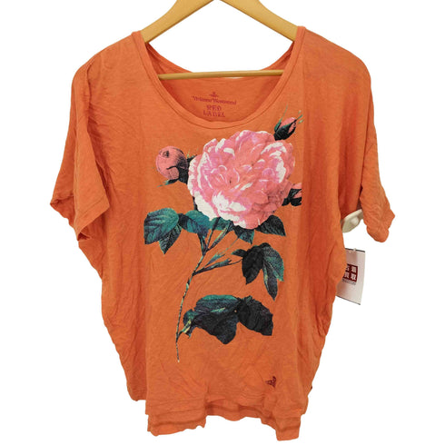 ヴィヴィアンウエストウッドレッドレーベル Vivienne Westwood RED LABEL 裾 オーブ刺繍 フラワー プリント S/S カットソー レディース import:M