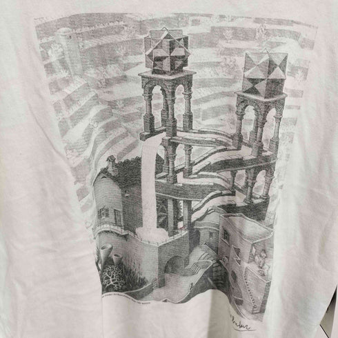 90S HUISTENBOSCH 画家 だまし絵 トロンプルイユ 滝 アート プリント S/S Tシャツ シングルステッチ メンズ