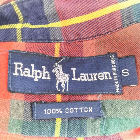 ラルフローレン RALPH LAUREN ポニー刺繍 チェック柄 ボタンダウン L/S シャツ メンズ import:S