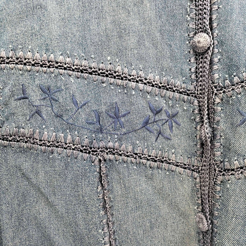 ドレスバーン DRESSBARN フリンジデザイン 刺繍 デニム ジャケット レディース 14W