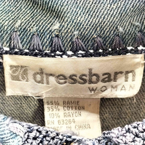 ドレスバーン DRESSBARN フリンジデザイン 刺繍 デニム ジャケット レディース 14W