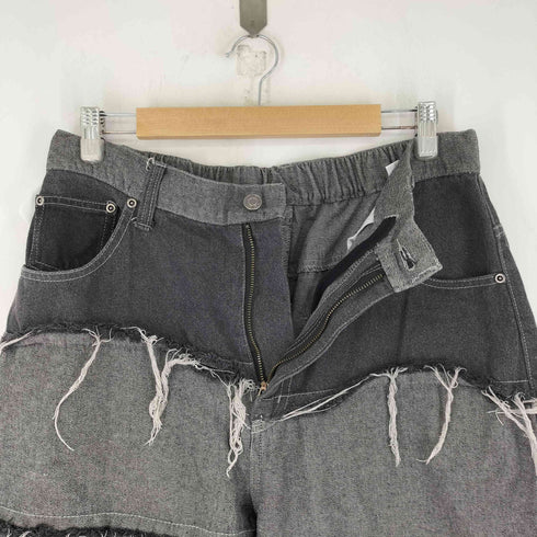 ダメージ加工 ワイドデニムパンツ メンズ JPN:L