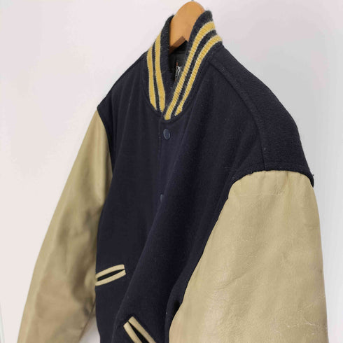 バトウィン BUTWIN 80S USA製 裏地 キルティング アーム レザー ウール スタジアム ジャケット スタジャン メンズ