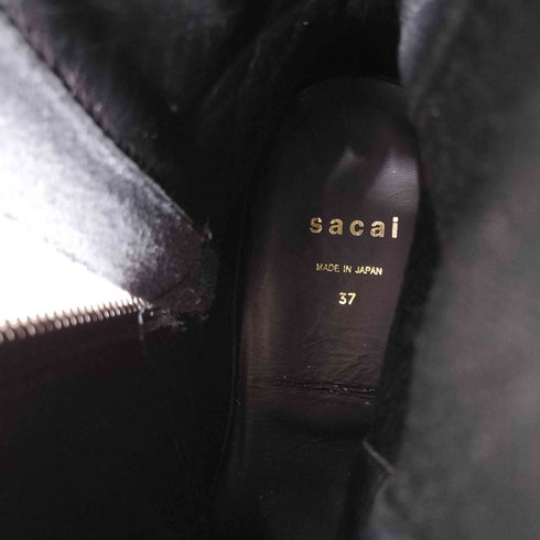 サカイ Sacai 21AW サイドジップレザー厚底ロングブーツ レディース JPN:37