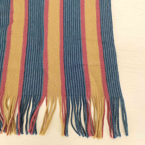トラサルディ TRUSSARDI ロゴ 刺繍 ストライプ フランジ ウール マフラー メンズ