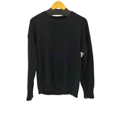 スカルロゴ アクリルニット ダメージ加工 メンズ import:XXL