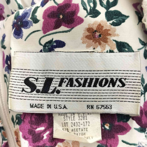 SL FASHIONS USA製 花柄ワンピース レディース US:12