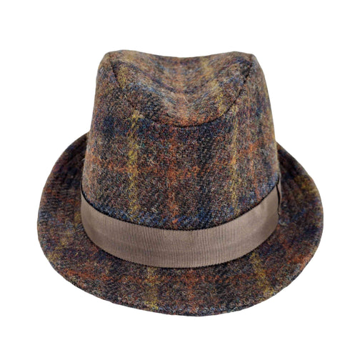 ハリスツイード Harris Tweed ウール100 リボン付き 中折れ チェック ハット メンズ
