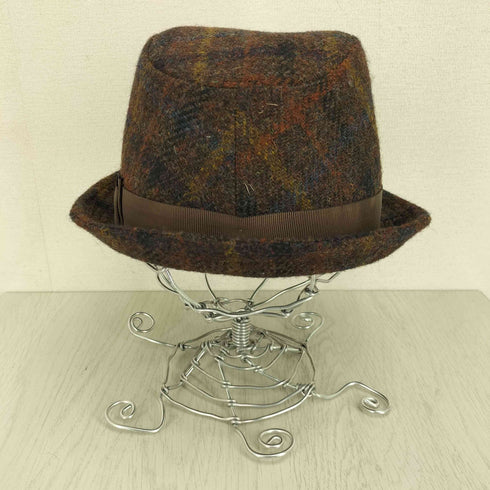 ハリスツイード Harris Tweed ウール100 リボン付き 中折れ チェック ハット メンズ