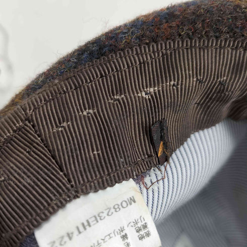 ハリスツイード Harris Tweed ウール100 リボン付き 中折れ チェック ハット メンズ
