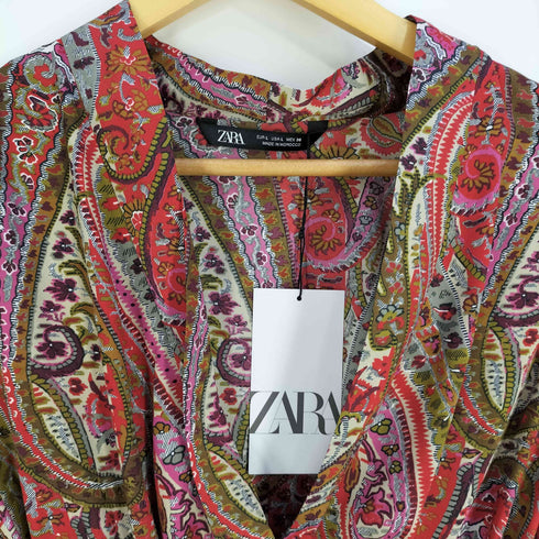 ザラ ZARA マルチプリント ベルテッド スキッパーワンピース レディース import:L
