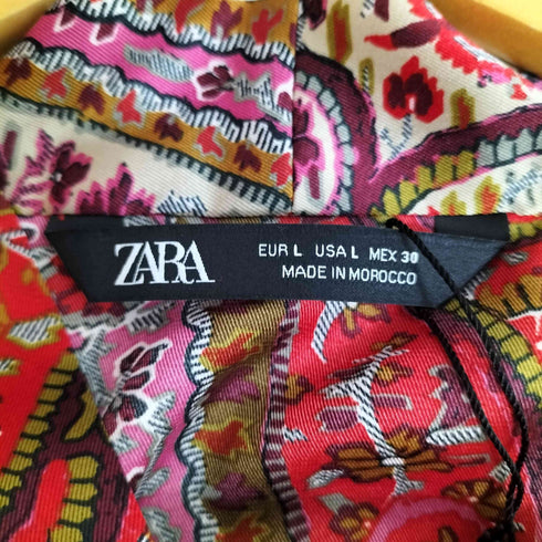 ザラ ZARA マルチプリント ベルテッド スキッパーワンピース レディース import:L