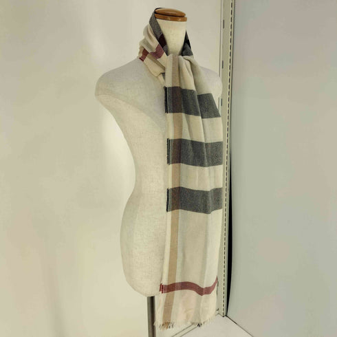 バーバリー BURBERRY スコットランド製 シルクカシミヤ ノバチェック フリンジ ストール レディース