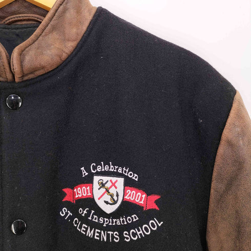ST.CLEMENTS SCHOOL スタンドカラー メルトン スタジャン 袖&襟レザー メンズ