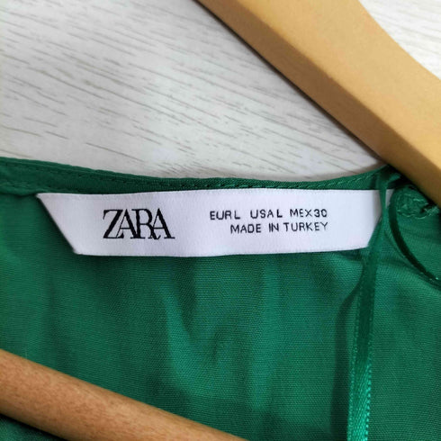 ザラ ZARA レーヨン Vネック ギャザー ワンピース ドレス レディース import:L