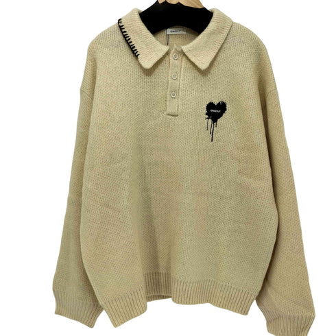 ONCILY 2024AW アイボリー ニットポロ メンズ import:S