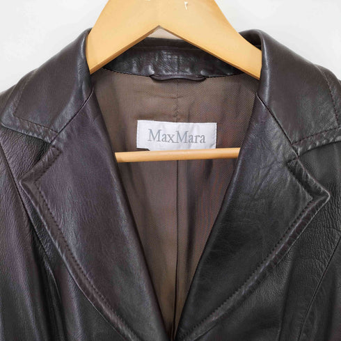 マックスマーラ MAX MARA イタリア製 白タグ 本革 レザー 2B テーラードジャケット レディース 38