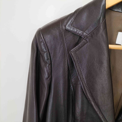 マックスマーラ MAX MARA イタリア製 白タグ 本革 レザー 2B テーラードジャケット レディース 38