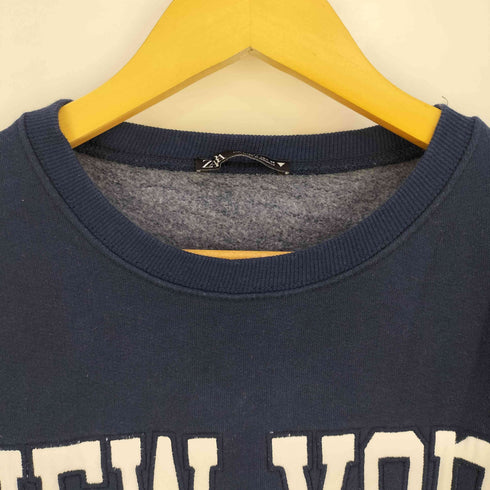 ザラ ZARA NEW YORK 刺繍 袖切替 クルーネックスウェット レディース import:L