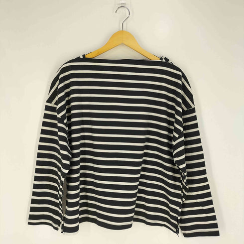 ザラ ZARA サイドボタン スクエアネック ボーダーTシャツ レディース import:L