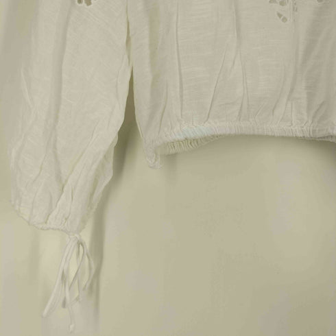 ザラ ZARA ワイドシルエット Vネック レース ブラウス レディース import:L