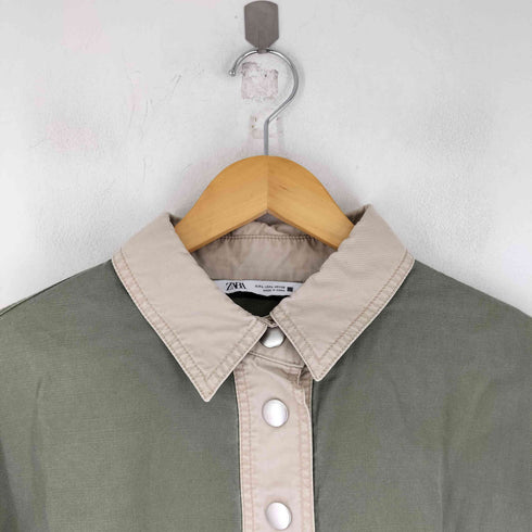 ザラ ZARA バイカラー ハーフスナップ S/S ワンピース レディース US L