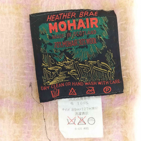 HEATHER BRAE MOHAIR スコットランド製 チェック柄 大判 マフラー VINTAGE レディース