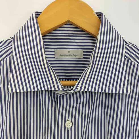 エルメネジルドゼニア Ermenegildo Zegna ホリゾンタルカラー ストライプ ドレスシャツ メンズ 44/17 1/2