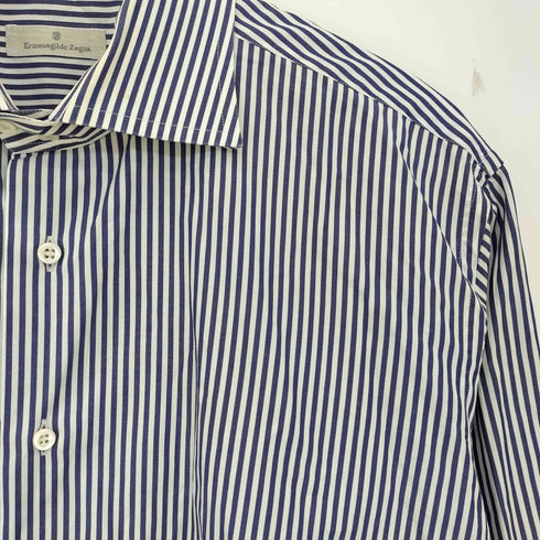 エルメネジルドゼニア Ermenegildo Zegna ホリゾンタルカラー ストライプ ドレスシャツ メンズ 44/17 1/2