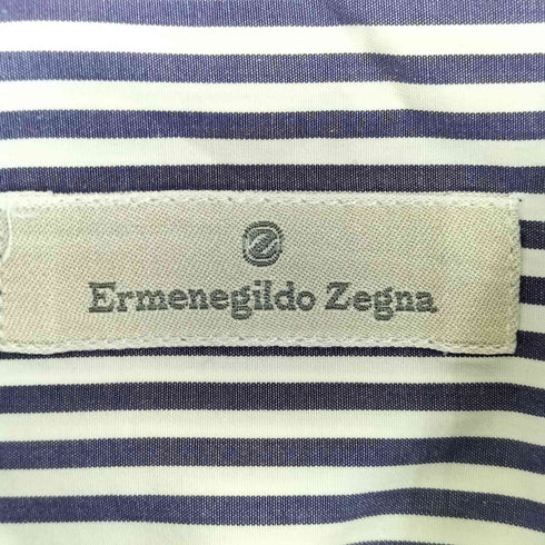 エルメネジルドゼニア Ermenegildo Zegna ホリゾンタルカラー ストライプ ドレスシャツ メンズ 44/17 1/2