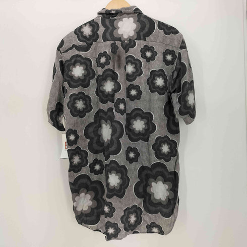 ブラックコムデギャルソン BLACK COMME des GARCONS AD2011 PLAID PATTERN X FLORAL PATTERN PANELED DESIGN SHORT SLEEVE SHIRT 柄切替 レーヨン 半袖 シャツ メンズ JPN:L