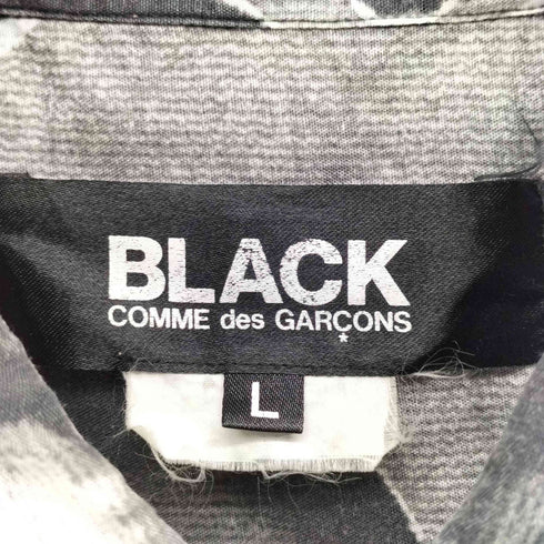 ブラックコムデギャルソン BLACK COMME des GARCONS AD2011 PLAID PATTERN X FLORAL PATTERN PANELED DESIGN SHORT SLEEVE SHIRT 柄切替 レーヨン 半袖 シャツ メンズ JPN:L