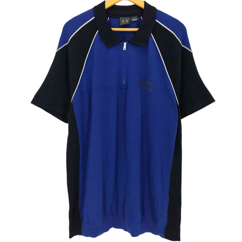 アルマーニエクスチェンジ ARMANI EXCHANGE ハーフジップ ニットポロ ラグラン リブ切替 メンズ import:XXL