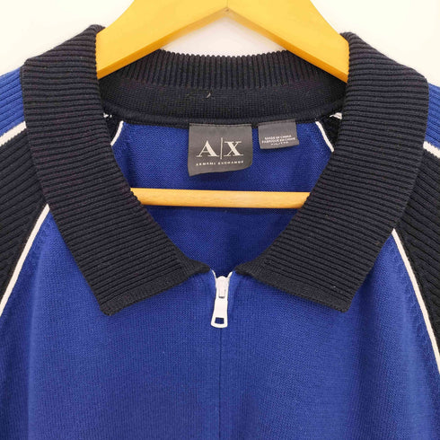 アルマーニエクスチェンジ ARMANI EXCHANGE ハーフジップ ニットポロ ラグラン リブ切替 メンズ import:XXL