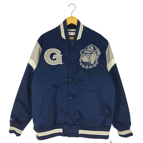 ミッチェルアンドネス mitchell&ness 裏地キルティング カレッジロゴ サテン スタジャン スタジアムジャケット メンズ import:L