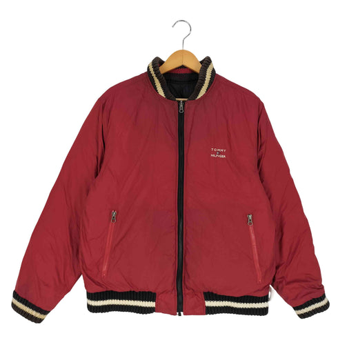 トミーヒルフィガー TOMMY HILFIGER ロゴ刺繍 ナイロン ニット切替 リバーシブル ダウン ジャケット メンズ import:L