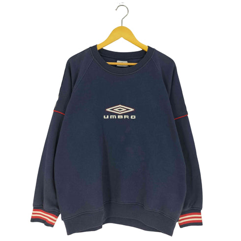 アンブロ UMBRO 90-00s ロゴ刺繍 ラグランスリーブ サイドライン クルーネック スウェット メンズ import:XL
