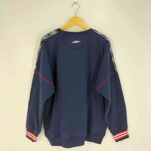 アンブロ UMBRO 90-00s ロゴ刺繍 ラグランスリーブ サイドライン クルーネック スウェット メンズ import:XL