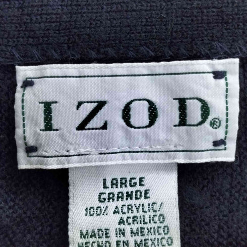 アイゾッド IZOD 90s メキシコ製 ロゴ刺繍 アクリル ニット カーディガン メンズ import:L