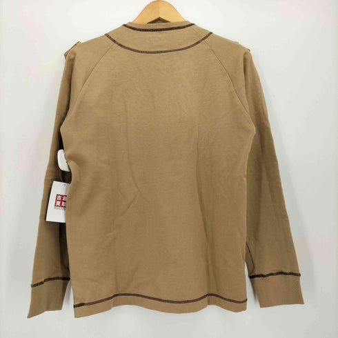 バーバリーブルーレーベル BURBERRY BLUE LABEL ホースロゴ 刺繍 エポレット 襟ノバチェック ヘンリーネック スウェット レディース import:M