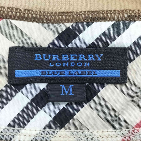 バーバリーブルーレーベル BURBERRY BLUE LABEL ホースロゴ 刺繍 エポレット 襟ノバチェック ヘンリーネック スウェット レディース import:M