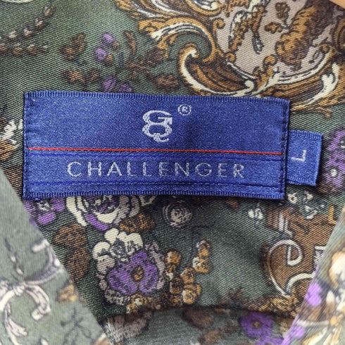 チャレンジャー CHALLENGER 花柄 半袖サテンBDシャツ メンズ L