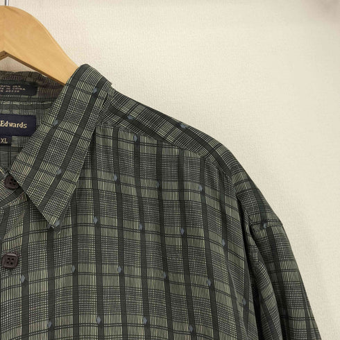 MARC EDWARDS 90s シルク100 総柄チェックシャツ メンズ XL