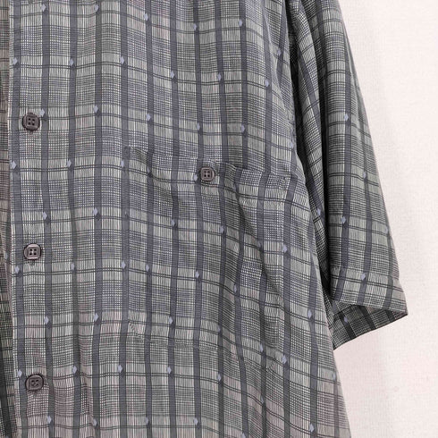 MARC EDWARDS 90s シルク100 総柄チェックシャツ メンズ XL